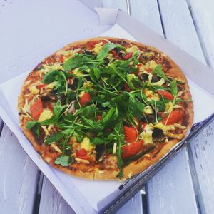 The vegan pizza at Point Cafe in Mykonos