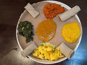 Vegan platters at Gursha Ethiopian Restaurant in Blacktown