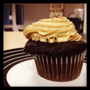 Chocolate cupcake at Accelerando Coffee House in Omaha