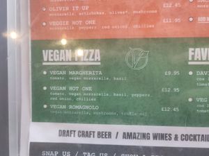 Vegan pizza options at Crust Bros in South East London