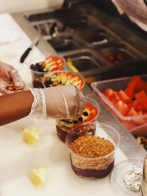 Bowls in the making  at The Sweet Beet in Port Of Spain