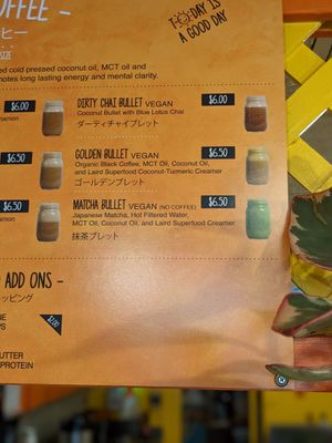 Vegan bullet coffees at The Sunrise Shack - Honolulu in Honolulu