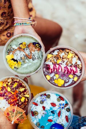 Smoothie bowls on point  at The Sunrise Shack - Honolulu in Honolulu