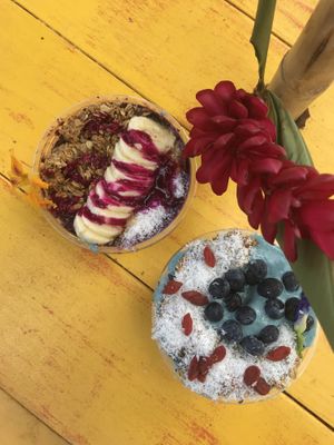 Acai bowl and blue dream bowl at The Sunrise Shack - Hale'iwa in Haleiwa