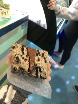 Ice cream sandwich! (Cookies with oreos in them and the Centre is chocolate ice cream!) at Betty's Icebox in Asbury Park