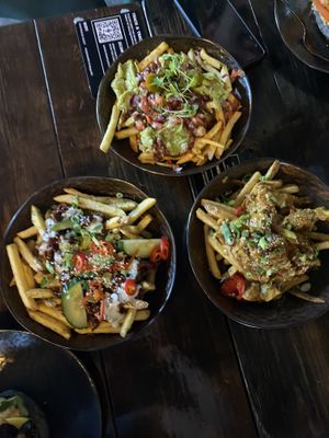 chocolate chilli, ducked up and satay fries at Church - Temple of Fun in Sheffield