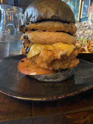 syko burger with the chicken instead of b12 patty  at Church - Temple of Fun in Sheffield