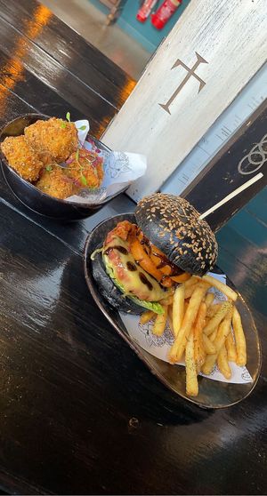 Syko Burger with “cheese” bites at Church - Temple of Fun in Sheffield