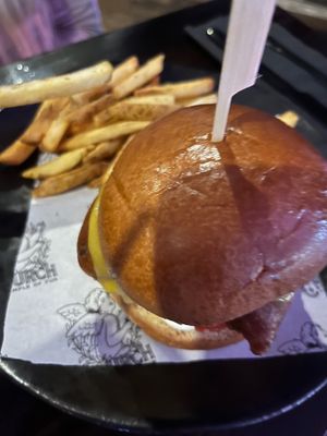 Vegan  chicken burger  at Church - Temple of Fun in Sheffield