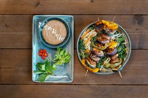 NEW DISH: Rainbow Skewers & Thai Salad. at Church - Temple of Fun in Sheffield