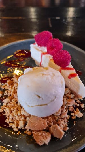 Raspberry cheesecake 😋 at Church - Temple of Fun in Sheffield