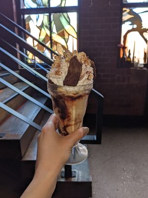 Popcorn brownie sundae at Church - Temple of Fun in Sheffield