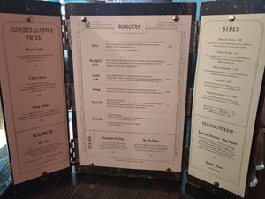 Triptych menu at Church - Temple of Fun in Sheffield