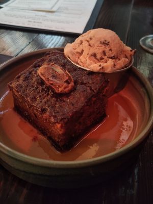 Sticky toffee pudding with peanut butter ice cream at Church - Temple of Fun in Sheffield