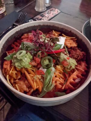 Chilli cheese waffle fries at Church - Temple of Fun in Sheffield