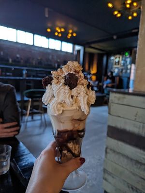 Popcorn brownie sundae at Church - Temple of Fun in Sheffield