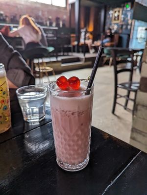 Cherry Colada cocktail at Church - Temple of Fun in Sheffield