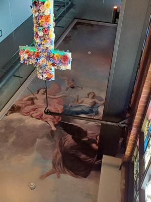 Nice ceiling artwork at Church - Temple of Fun in Sheffield