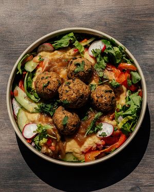 August Special - Falafel and Caramelised Onion Salad at Church - Temple of Fun in Sheffield