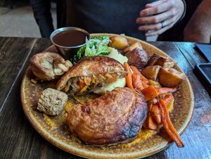 Sunday lunch at Church - carrot and spinach wellington at Church - Temple of Fun in Sheffield