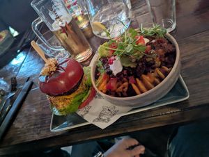 Vegan burger & loaded fries at Church - Temple of Fun in Sheffield