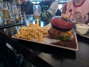 Vegan burger at Church - Temple of Fun in Sheffield