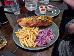 Vegan hotdog at Church - Temple of Fun in Sheffield