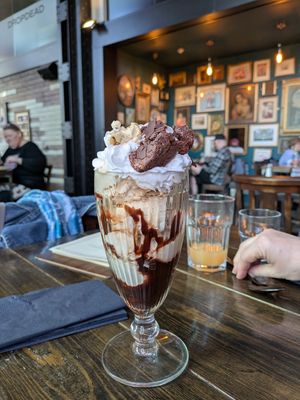 Chocolate brownie sundae with honeycomb icecream at Church - Temple of Fun in Sheffield