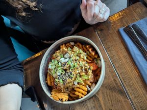 Satay waffle fries at Church - Temple of Fun in Sheffield