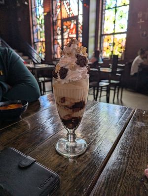 Popcorn and brownie sundae at Church - Temple of Fun in Sheffield