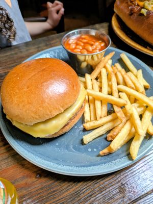 Kids meal with burger and beans at Church - Temple of Fun in Sheffield