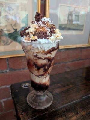 Popcorn brownie sundae at Church - Temple of Fun in Sheffield