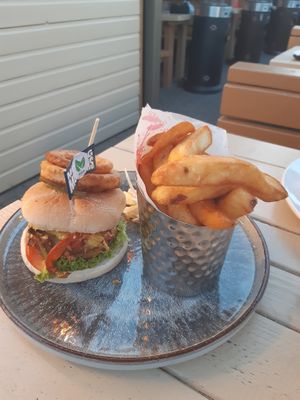 Vegan Cajun burger! at Wolfies Wine Bar in Skegness