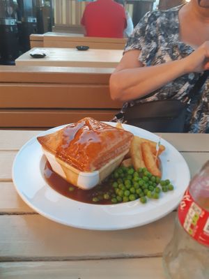 Vegan mince pie and chips  at Wolfies Wine Bar in Skegness