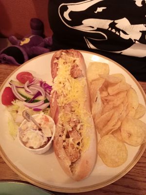 Vegan Cajun Chicken Baguette at Wolfies Wine Bar in Skegness