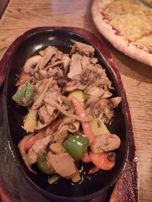 Fajita sizzling plate at Wolfies Wine Bar in Skegness