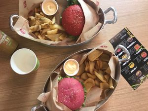 The two menus, so cute! The fries are actually not fried, but from the oven. at Vita Italian Burger in Milan