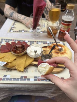 Vegan Plate with Legume Ham, Bean Carpaccio and Cream Cheese  at Pan8 in Bologna