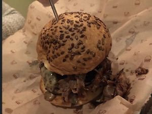 Vegan burger  at Bareburger in Forest Hills