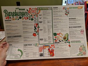 Vegan menu (also online) at Bareburger in Forest Hills