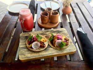 Vegan Jack Fruit taco's - must try! at Farm To Table in Tulum
