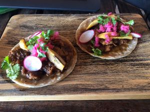 Jack fruit tacos  at Farm To Table in Tulum