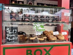 vegan options - many were already sold out  at Happy Donuts in West London
