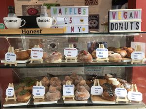 Various type of vegan custard filled donuts ?  at Happy Donuts in West London