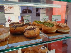 Even a creme brulee flavor...all super tasty at Happy Donuts in West London