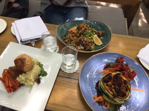 asian style salad, quiche, mushroom pie at Cafe Forty One in West London