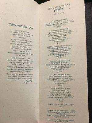 Breakfast menu  at Cafe Forty One in West London