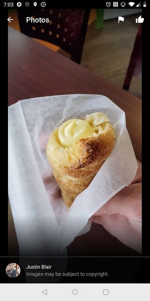Cream filled dessert at TNK Vegan Cafe in Modesto