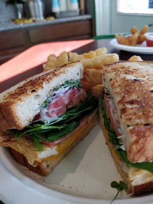 Breakfast sandwich (forgot name but it's the only one with imitation egg) at TNK Vegan Cafe in Modesto