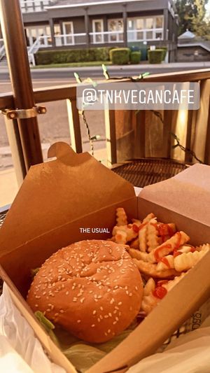 Chicken sandwich  at TNK Vegan Cafe in Modesto